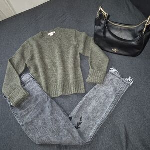 J Crew Moss Green Crop Sweater